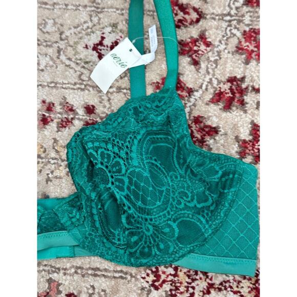 Aerie Women's Everglade Green Real Power Slumber Party Lace Unlined Bra Size 40C - Picture 8 of 8